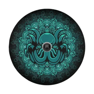 Teal mandala kraken orange eyes octopus design for spare tire cover