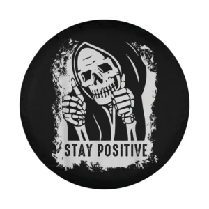 thumbs up skeleton stay positive halloween spare tire cover design only