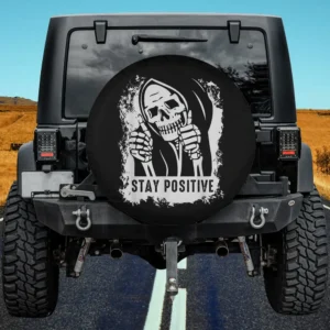 thumbs up skeleton stay positive halloween spare tire cover without camera hole on Jeep