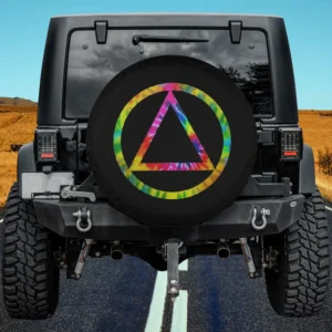 Tie dye AA triangle circle sobriety recovery spare tire cover no camera hole for Honda HRV