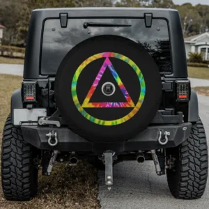 Tie dye AA triangle circle sobriety recovery spare tire cover with camera hole for Honda HRV