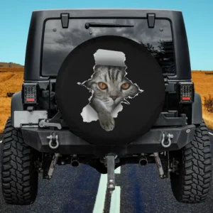 Torn paper cat paw cute kitten cat lady spare tire cover with no camera hole