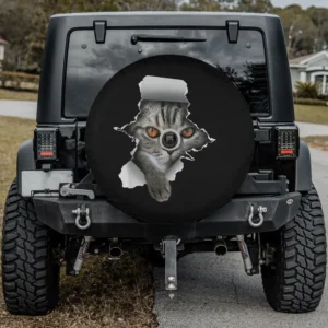 Torn paper cat paw cute kitten cat lady spare tire cover with backup camera hole