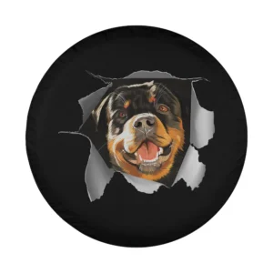 Torn paper sneaking Rottweiler dog lover spare tire cover design only