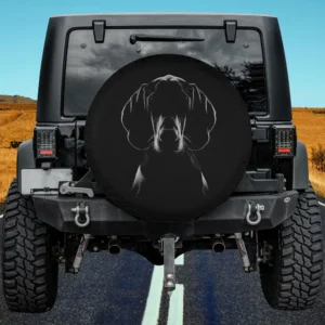 Monochrome sketch Treeing Walker Coonhound dog face art spare tire cover no camera hole