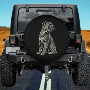 Tribal vintage Cane Corso dog retro graphic spare tire cover on Jeep