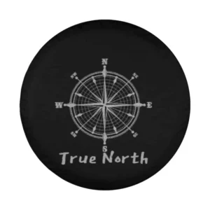 Chalk sketch compass and True North text spare tire cover design graphic