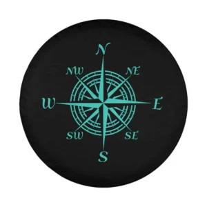 turquoise compass rose nautical sailing design graphic for spare tire cover
