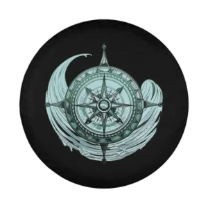 Underwater compass and sea wave navigation design for spare tire cover