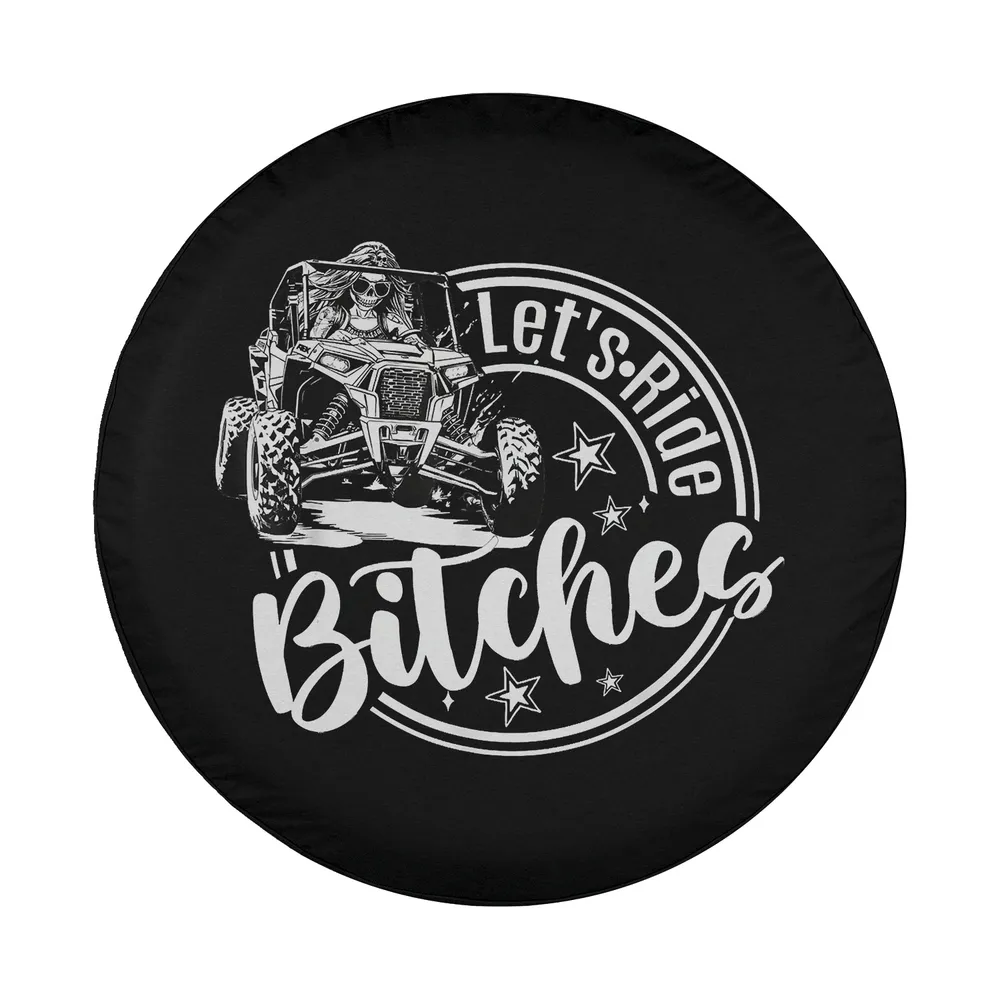 UTV offroad vehicle let's ride bitches design closeup for spare tire cover