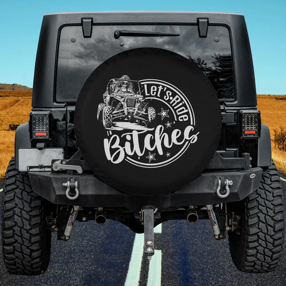 UTV offroad vehicle let's ride bitches spare tire cover no camera hole for Jeep Cherokee