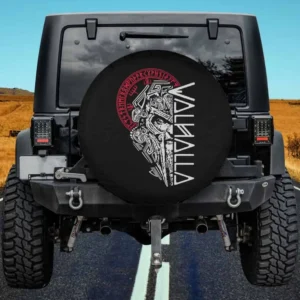 Valhalla Odin mask with runes and Norse compass Viking spare tire cover no camera hole