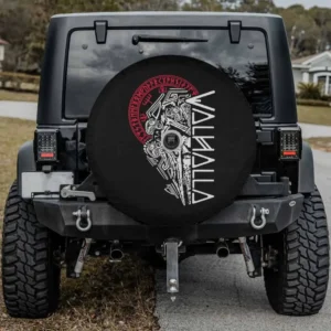 Valhalla Odin mask runes Norse compass Viking spare tire cover with backup camera hole