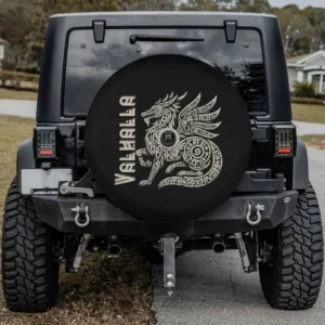 Valhalla rune dragon wolf viking spare tire cover for Honda HRV with camera hole