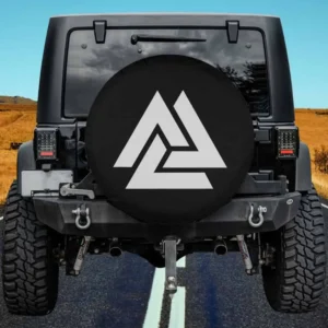 Valknut Odin Celtic Knot Viking Norse spare tire cover on Honda HRV, no camera hole
