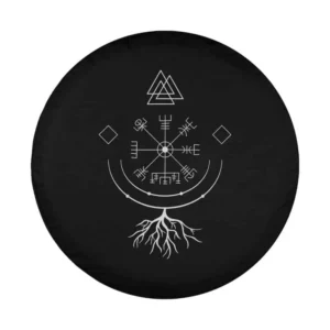 Valknut Vegvisir roots Norse mythology design with runes and Yggdrasil roots