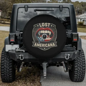 RV spare tire cover vampire lips American flag retro lost Americana with camera hole option