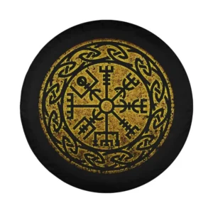Vegvisir Viking Compass and Celtic knotwork Nordic design for spare tire cover