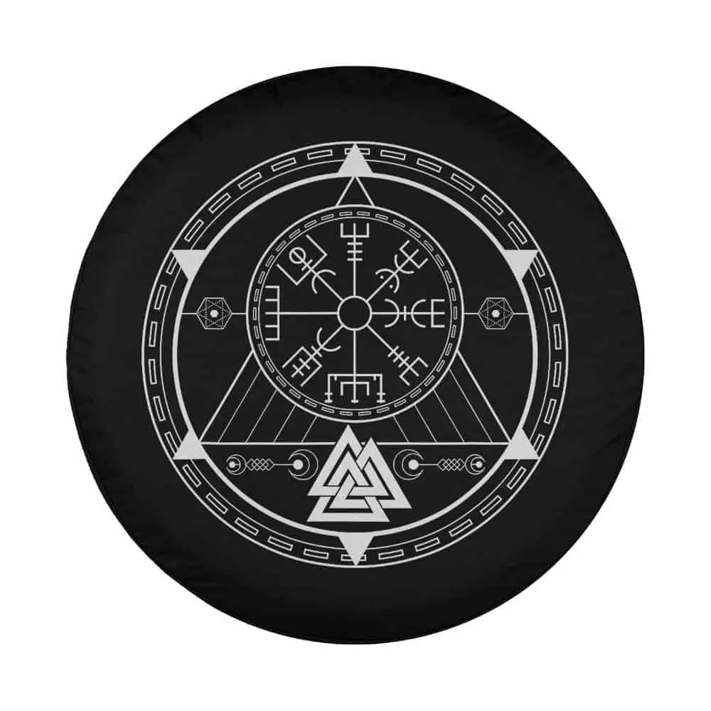Vegvisir rune, Valknut, Celtic compass Nordic symbol design for spare tire cover