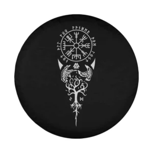 Nordic Vegvisir runes Yggdrasil Viking compass design for spare tire cover