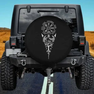 Vegvisir runes Yggdrasil Viking compass spare tire cover for Honda HRV with no camera hole