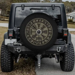 Vegvisir Viking compass Futhark runes spare tire cover with camera hole