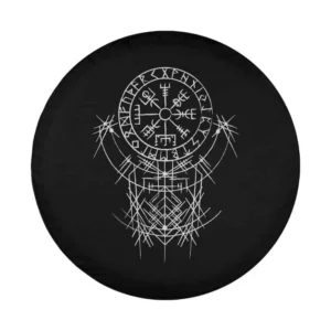 Vegvísir Viking compass geometric lines design for spare tire cover