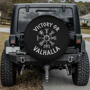 Viking compass Vegvisir victory Valhalla spare tire cover with backup camera hole