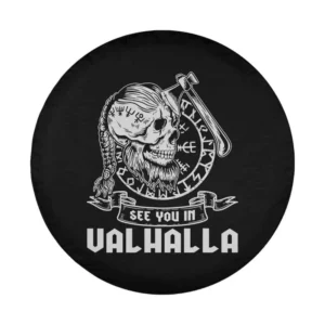 Viking skull axe Valhalla Norse spare tire cover design art