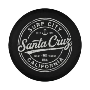 retro santa cruz surf city california anchor design for spare tire cover