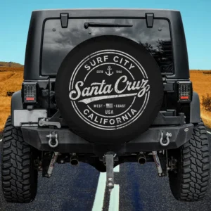vintage anchor santa cruz surf city california spare tire cover with no camera hole on Jeep