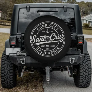 vintage anchor santa cruz surf city california spare tire cover with backup camera hole for SUV