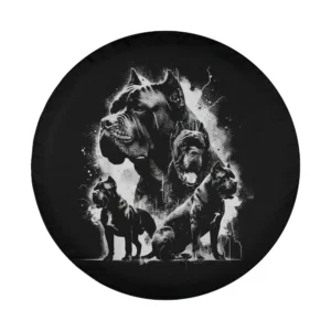 Artistic black and white Cane Corso Italian Mastiff dog design spare tire cover