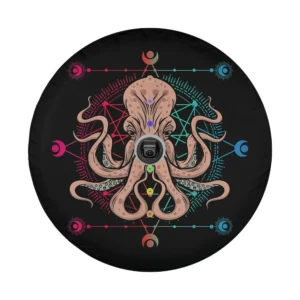 Vintage chakra mandala octopus geometric design for spare tire cover
