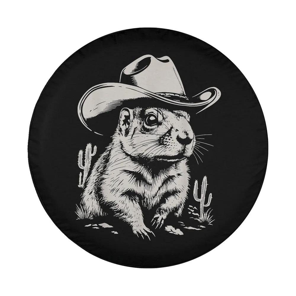 vintage cowboy prairie dog desert animal spare tire cover design only