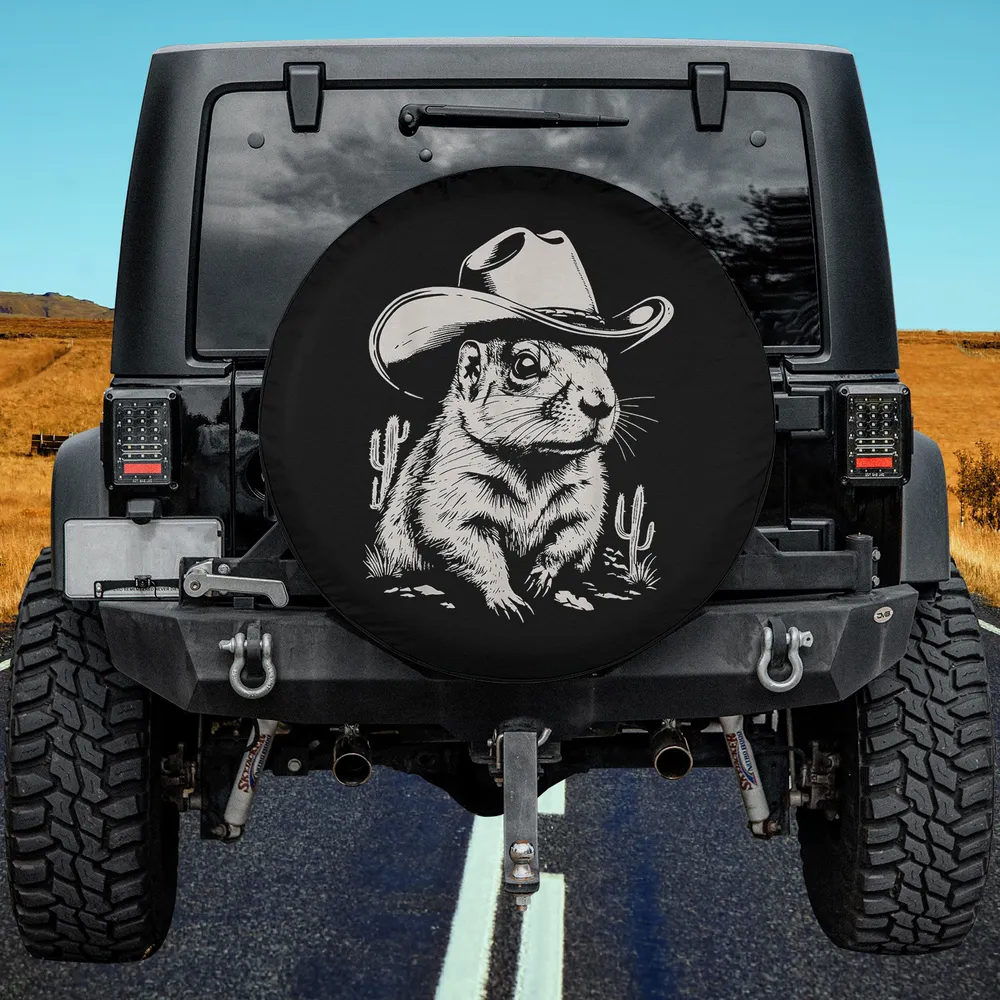 vintage cowboy prairie dog desert animal spare tire cover no camera hole