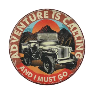 Vintage jeep mountain sunset adventure is calling tire cover design only
