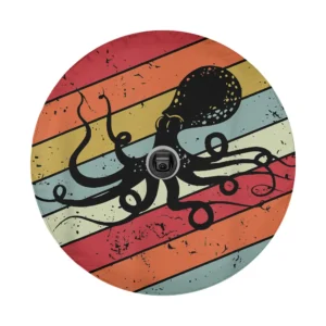 vintage retro stripes octopus silhouette design only spare tire cover