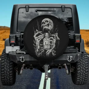 Vintage skeleton potion bottle Halloween spare tire cover with no camera hole for Jeep, SUV, RV