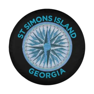 St Simons Island Georgia compass rose vintage design for spare tire cover