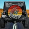 vintage sunset skeleton surfer wave spare tire cover with no camera hole for Jeep and SUV