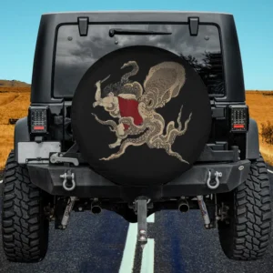 Vintage Tattoo Octopus Woman Red Dress Spare Tire Cover No Camera Hole