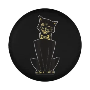vintage winking cartoon cat bow tie halloween spare tire cover design only
