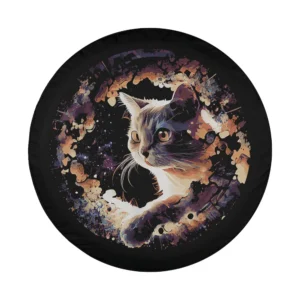 Watercolor galaxy cat universe space cat design for spare tire cover