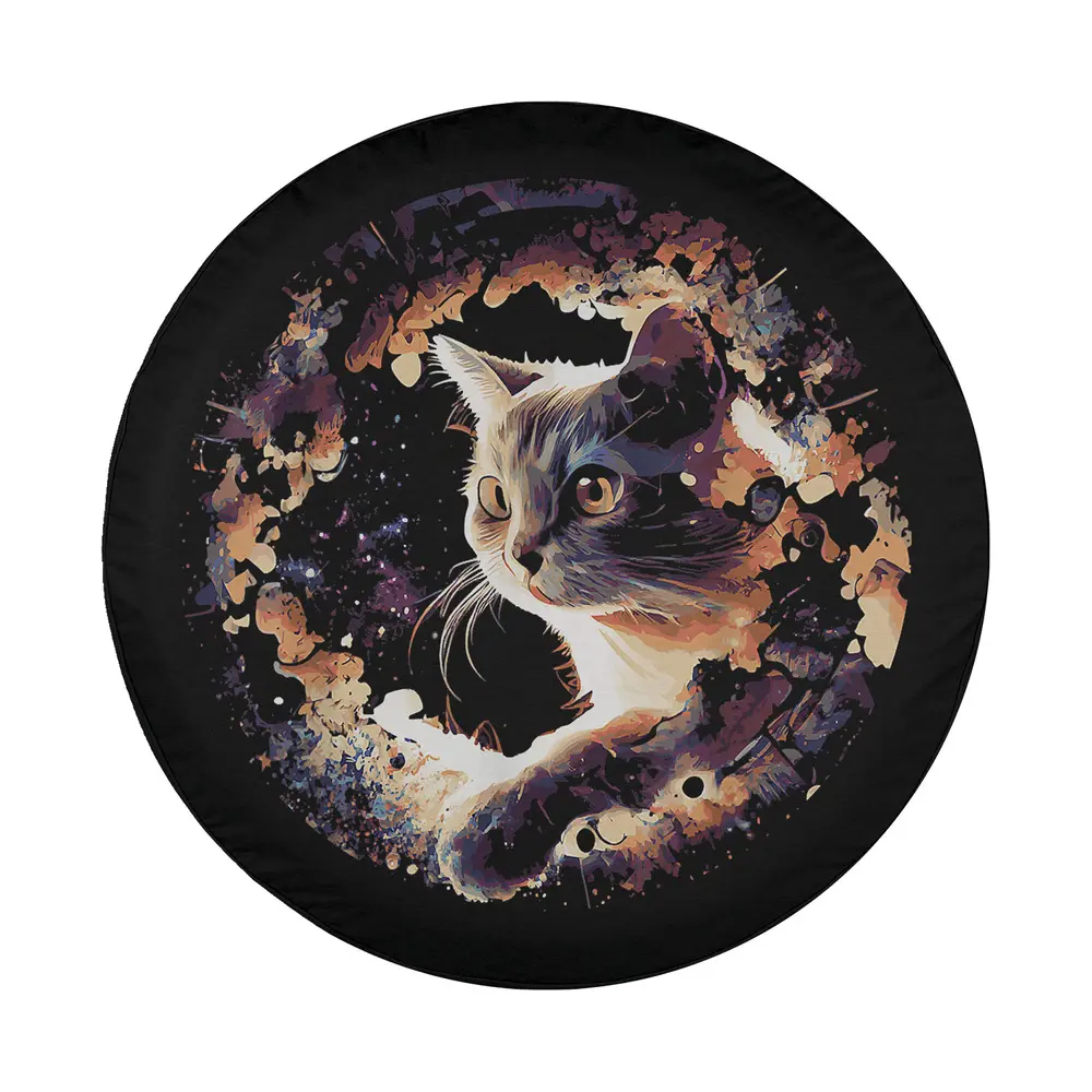 Watercolor galaxy cat universe space cat design for spare tire cover