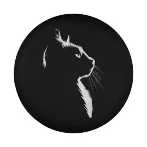 white cat silhouette minimalist illustration design for spare tire cover