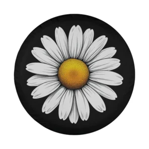 White daisy yellow center summer flower design for spare tire cover