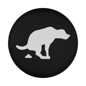 funny white dog silhouette and poop icon design for spare tire cover
