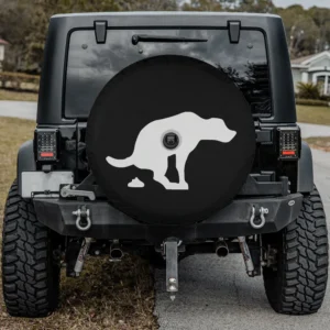 white dog silhouette poop funny spare tire cover with camera hole for Jeep Wrangler Bronco