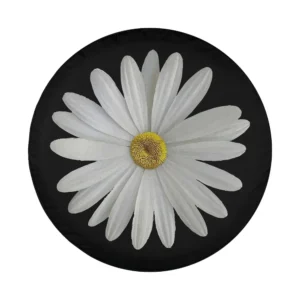 white marguerite daisy cut out flower design for spare tire cover